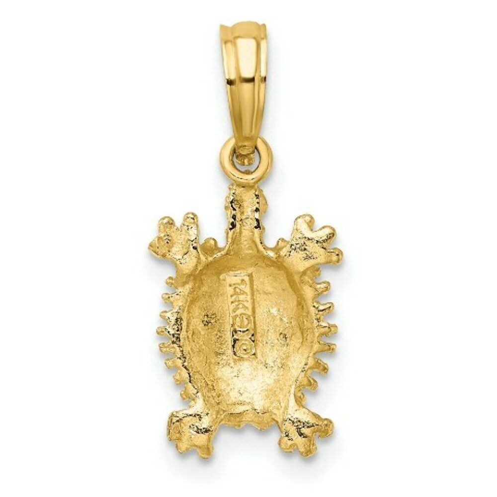 14K Yellow Gold 2-D LAND TURTLE Charm Pendant