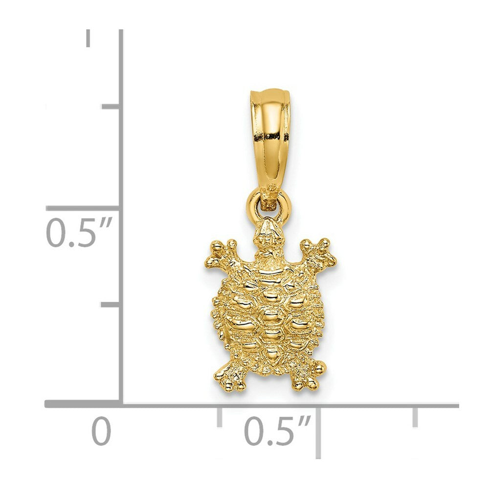 14K Yellow Gold 2-D LAND TURTLE Charm Pendant