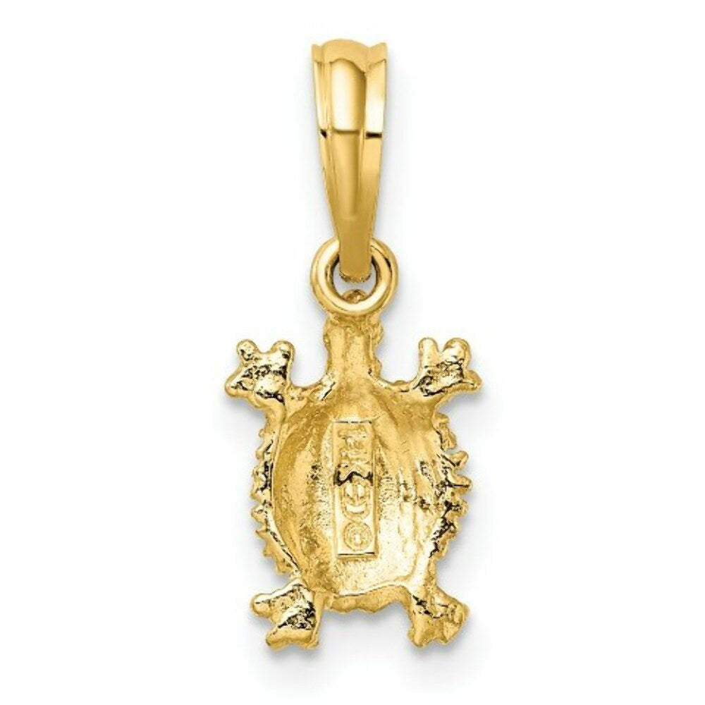 14K Yellow Gold 2-D LAND TURTLE Charm Pendant