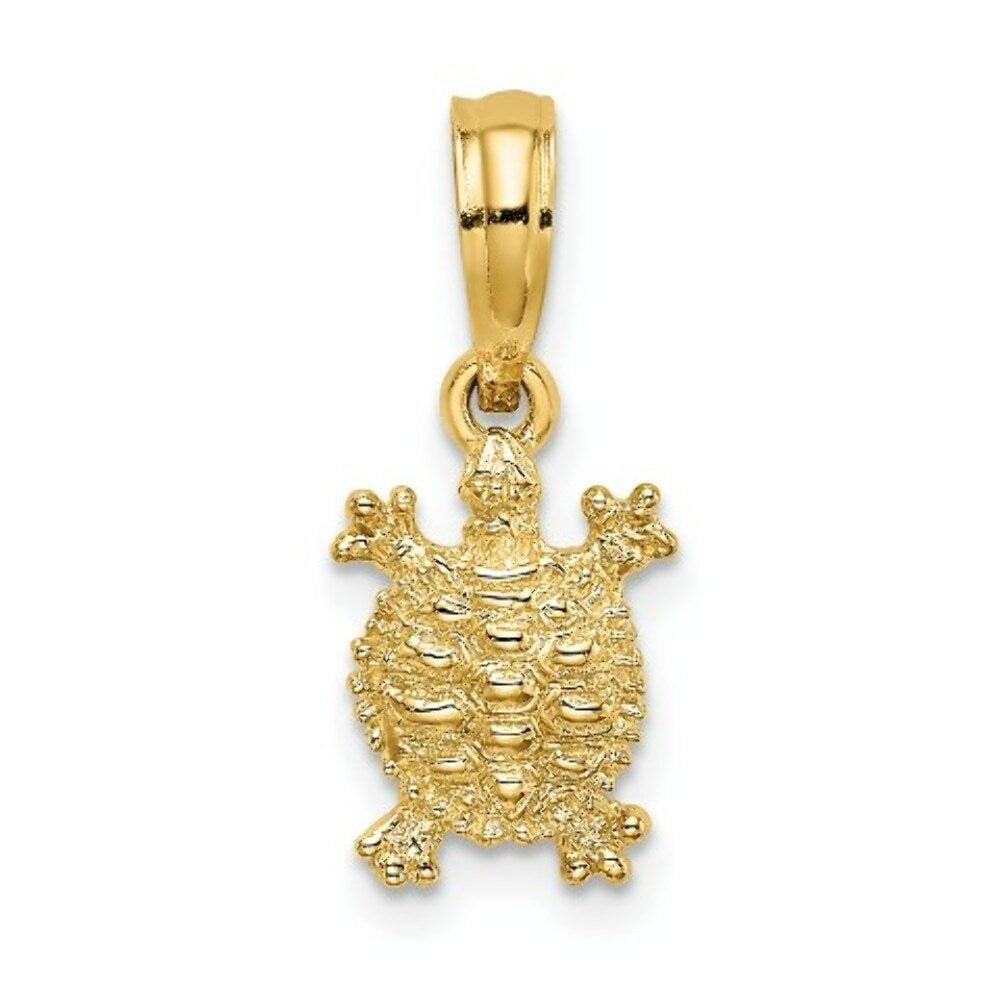 14K Yellow Gold 2-D LAND TURTLE Charm Pendant