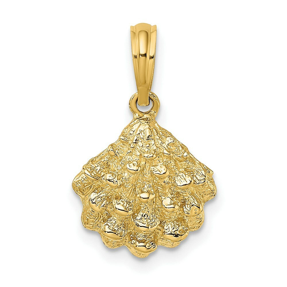 14K Yellow Gold 2-D Textured Oyster Shell Charm Pendant