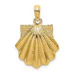 Load image into Gallery viewer, 14K Yellow Gold Textured 2-D Scallop Shell Charm Pendant
