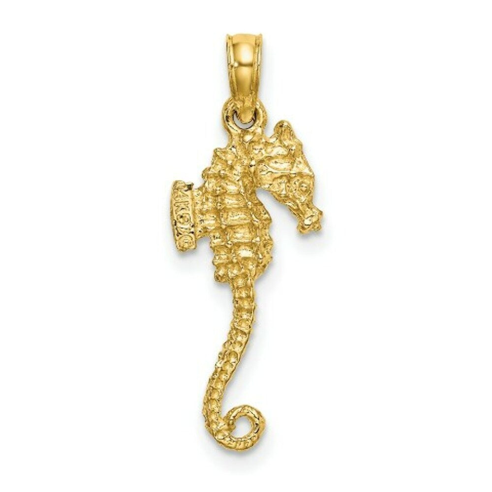 14K Yellow Gold 3-D Textured With Thin Tail Charm Pendant