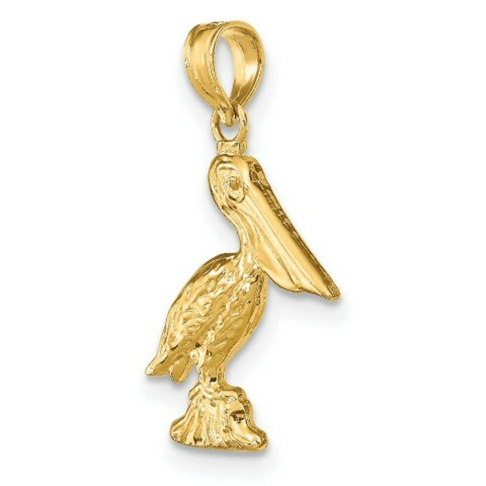 14K Yellow Gold 3-D SM PELICAN STANDING Charm Pendant