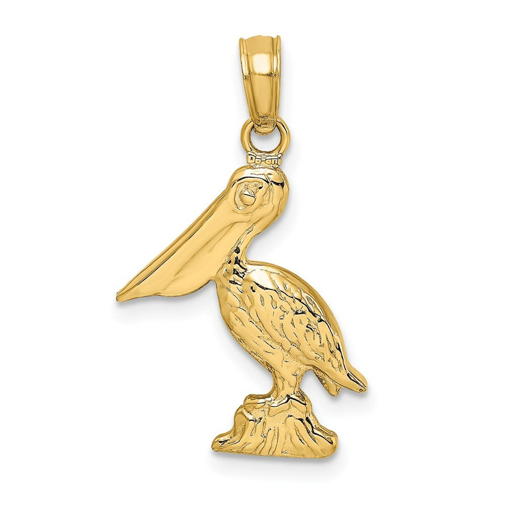 14K Yellow Gold 3-D SM PELICAN STANDING Charm Pendant