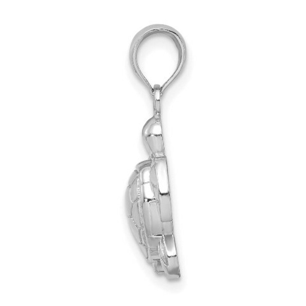 14K White Gold 2-D Textured Sea Turtle Charm Pendant