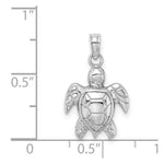 Load image into Gallery viewer, 14K White Gold 2-D Textured Sea Turtle Charm Pendant
