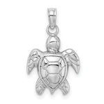 Load image into Gallery viewer, 14K White Gold 2-D Textured Sea Turtle Charm Pendant
