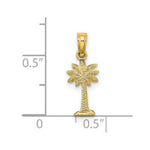 Load image into Gallery viewer, 14K Yellow Gold 2-D Textured Mini Palmetto Palm Tree Charm Pendant
