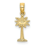 Load image into Gallery viewer, 14K Yellow Gold 2-D Textured Mini Palmetto Palm Tree Charm Pendant
