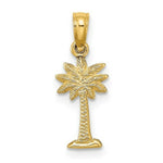 Load image into Gallery viewer, 14K Yellow Gold 2-D Textured Mini Palmetto Palm Tree Charm Pendant
