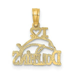 Load image into Gallery viewer, 14K Yellow Gold I HEART DolphinS With Dolphin Charm Pendant
