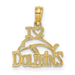 Load image into Gallery viewer, 14K Yellow Gold I HEART DolphinS With Dolphin Charm Pendant
