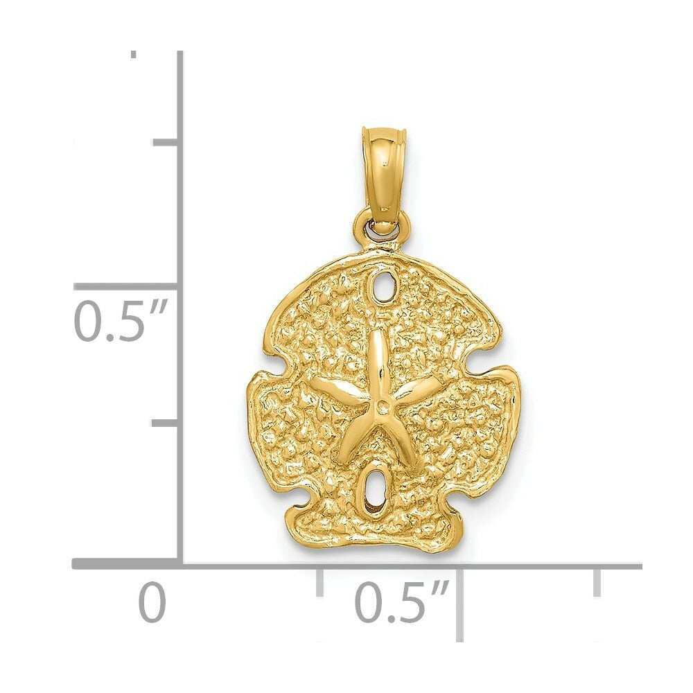 14K Yellow Gold Polished Sand Dollar Charm Pendant