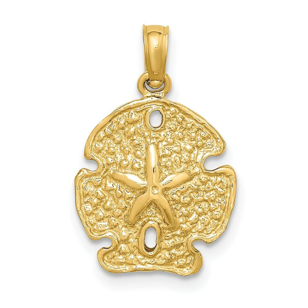 14K Yellow Gold Polished Sand Dollar Charm Pendant