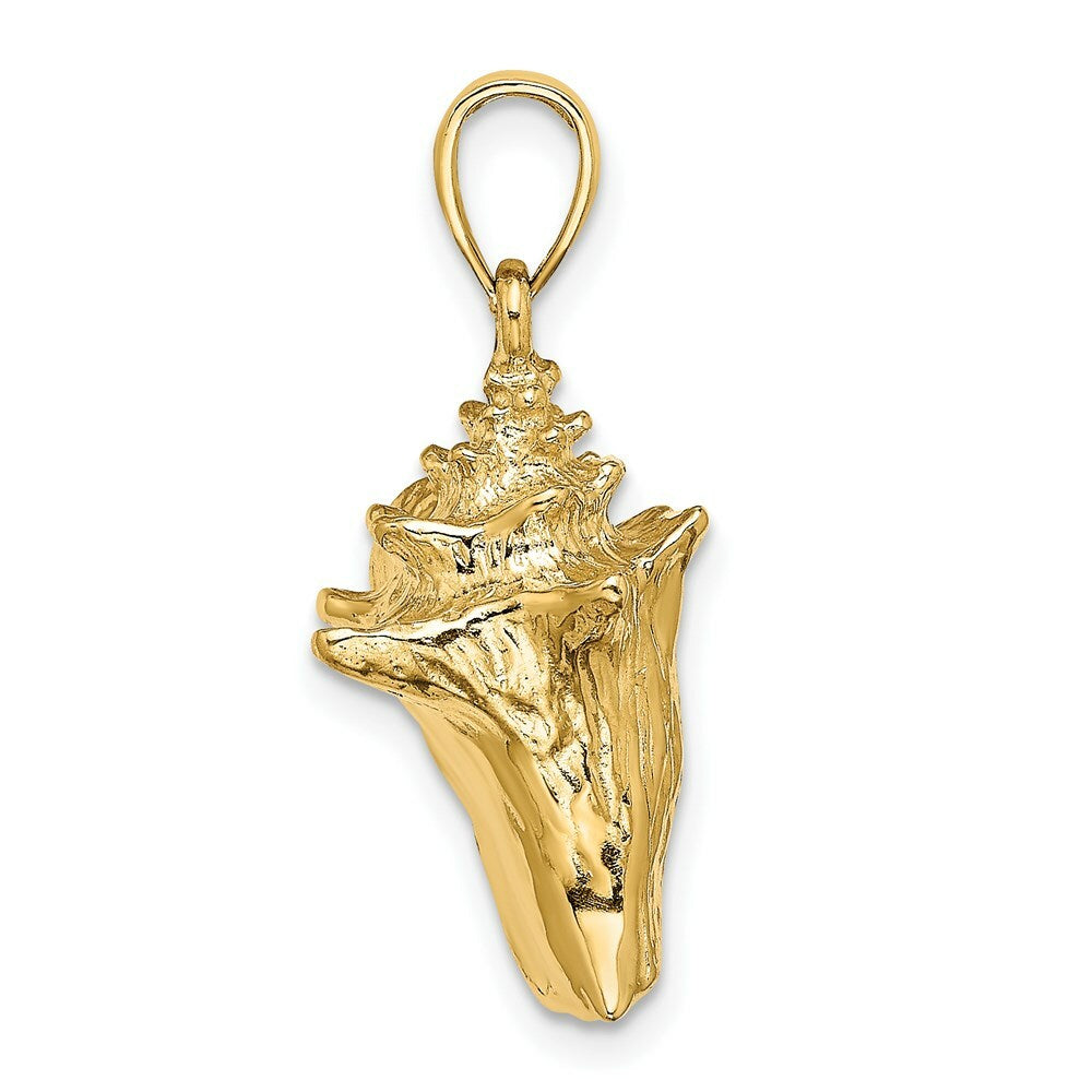 14K Yellow Gold 3-D Conch Shell Charm Pendant