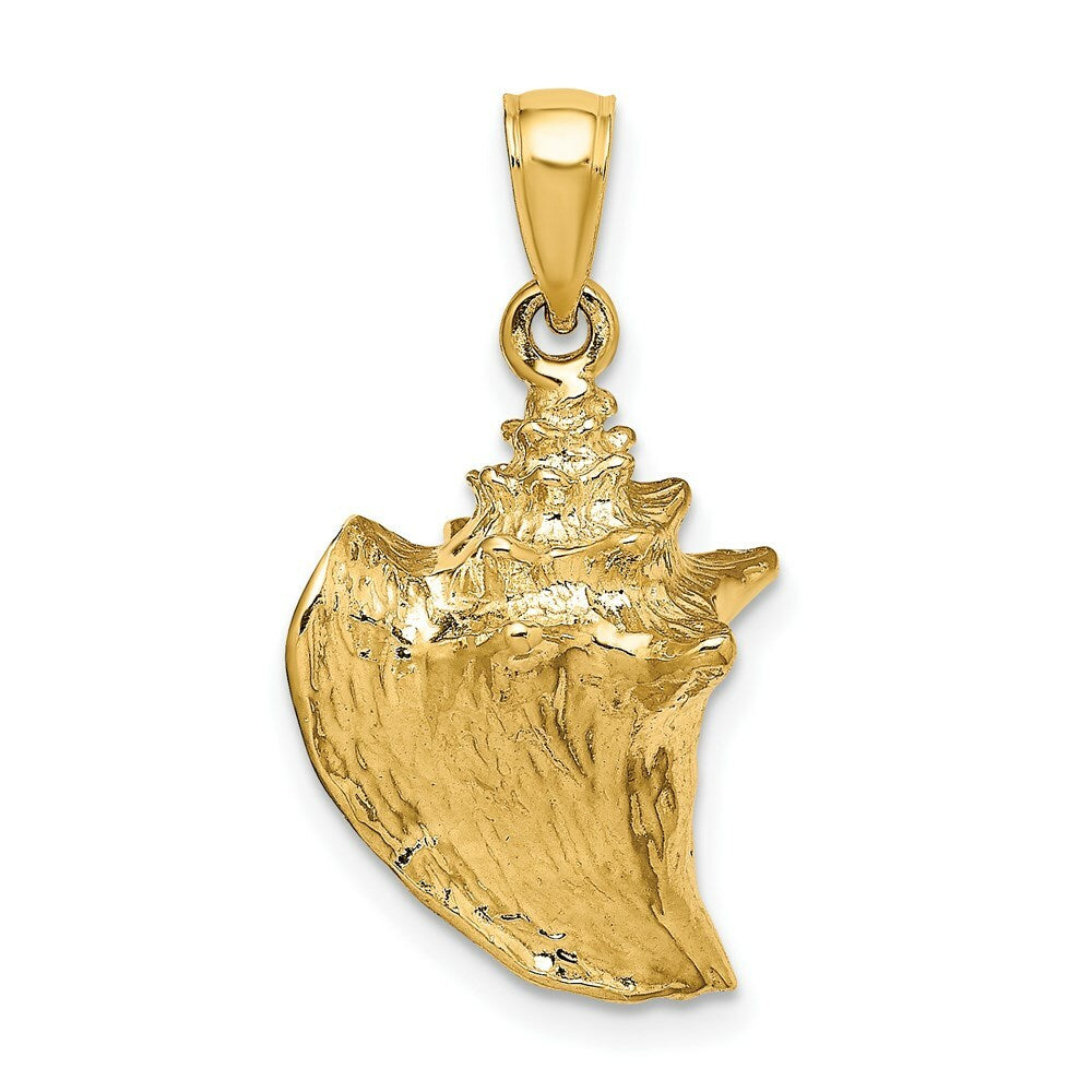 14K Yellow Gold 3-D Conch Shell Charm Pendant