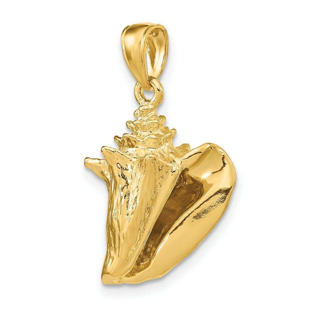 14K Yellow Gold 3-D Conch Shell Charm Pendant