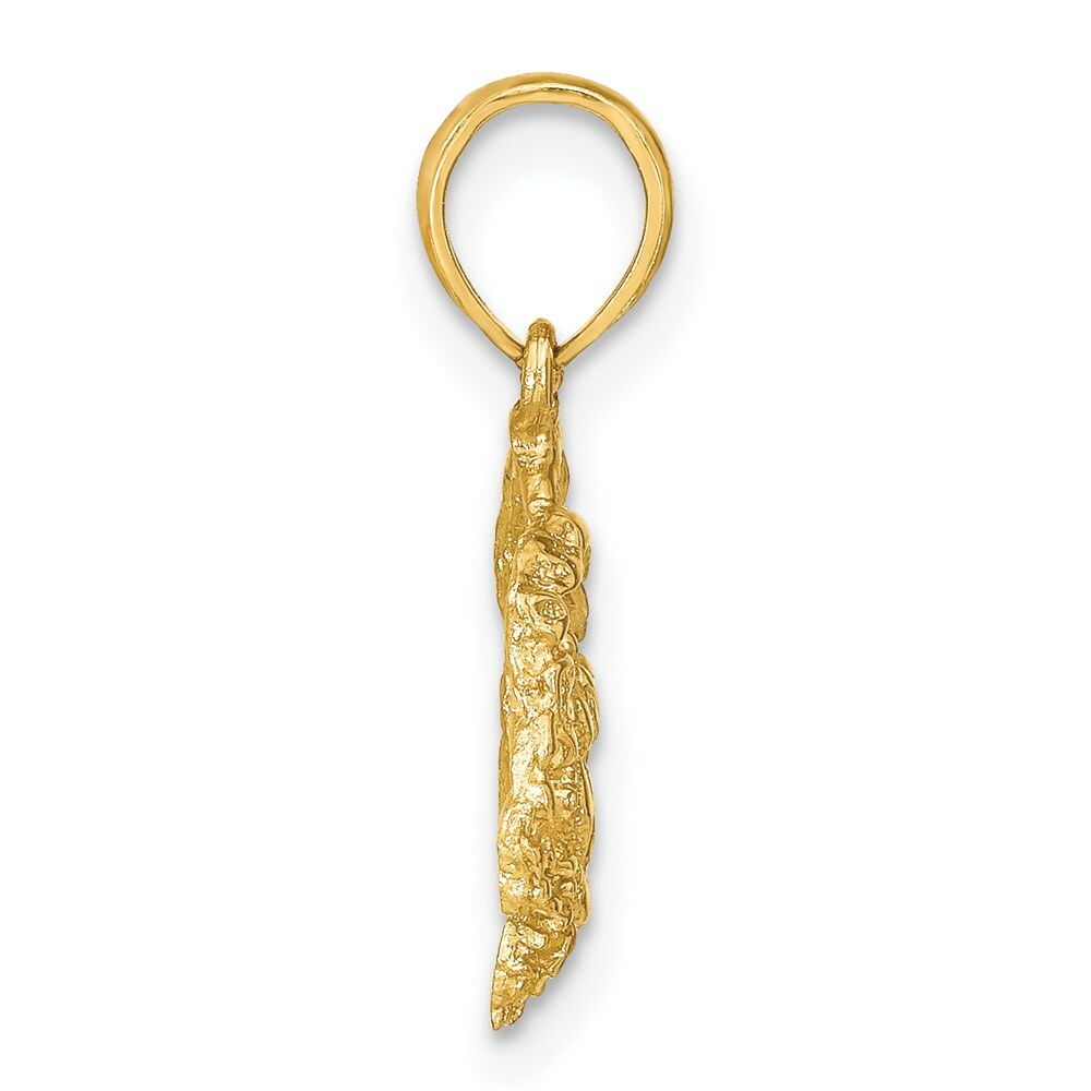 14K Yellow Gold 2-D Textured Crab Charm Pendant