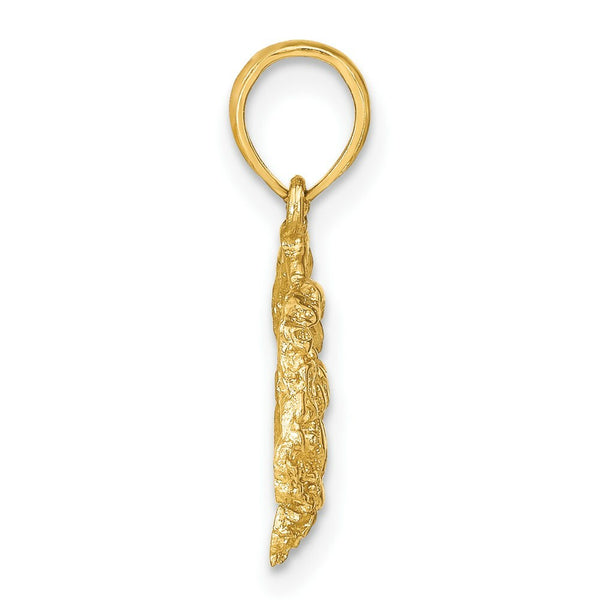 14K Yellow Gold 2-D Textured Crab Charm Pendant