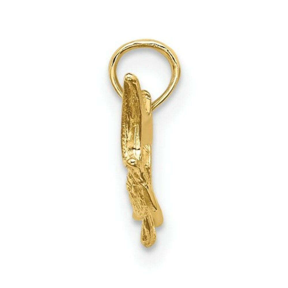 14K Yellow Gold Textured & 2-D Marlin Fish Charm Pendant