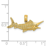Load image into Gallery viewer, 14K Yellow Gold Textured &amp; 2-D Marlin Fish Charm Pendant
