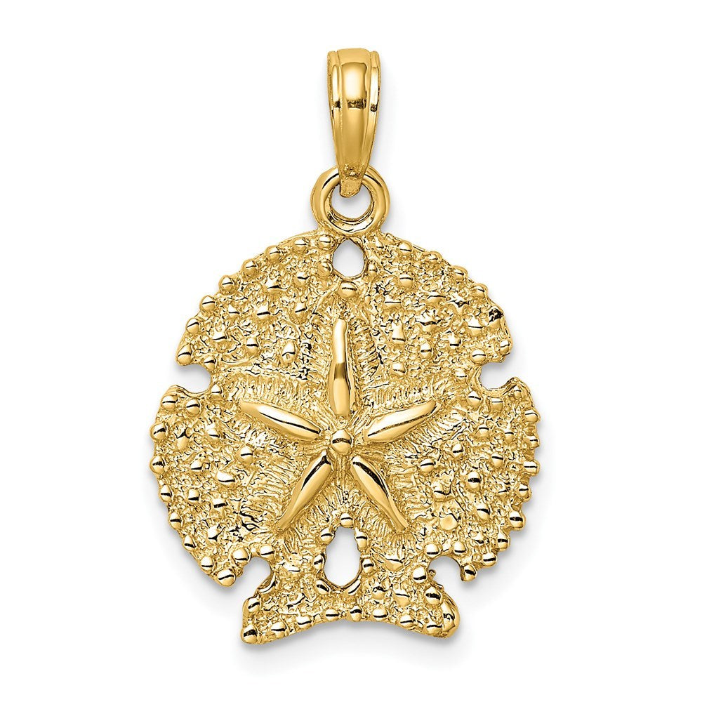 14K Yellow Gold Textured SAND DOLLAR Charm Pendant