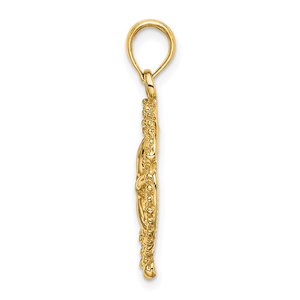 14K Yellow Gold Textured SAND DOLLAR Charm Pendant