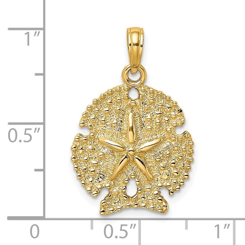 14K Yellow Gold Textured SAND DOLLAR Charm Pendant