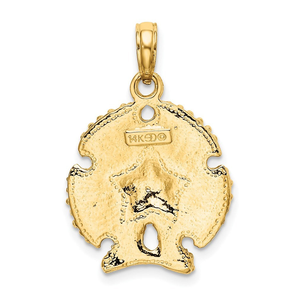 14K Yellow Gold Textured SAND DOLLAR Charm Pendant