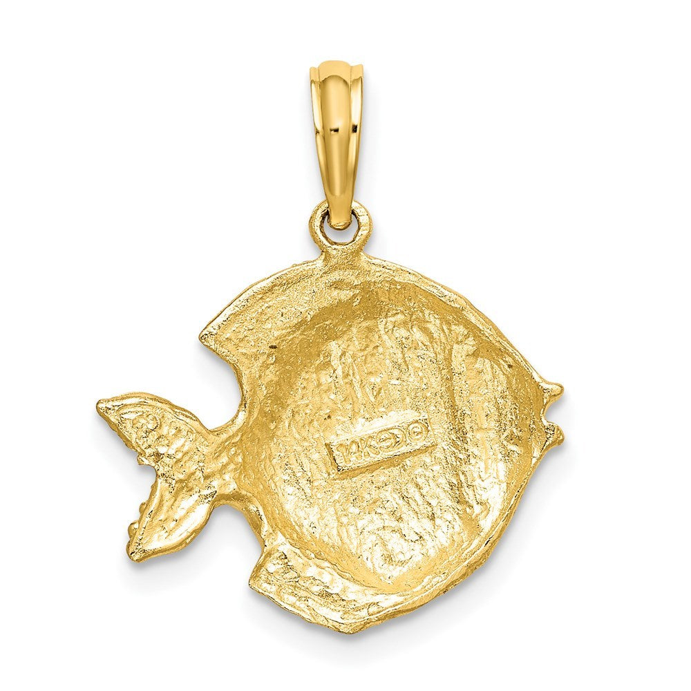 14K Yellow Gold Polished and Engraved Fish Charm Pendant