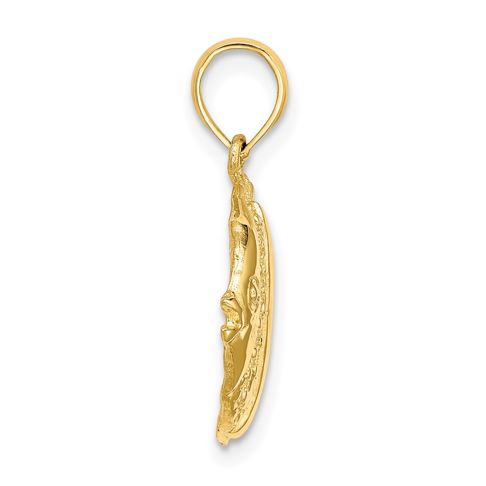 14K Yellow Gold Polished and Engraved Fish Charm Pendant