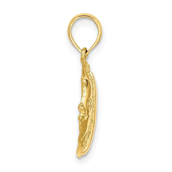 14K Yellow Gold Polished and Engraved Fish Charm Pendant