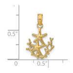 Load image into Gallery viewer, 14K Yellow Gold Textured Mini Double Starfish &amp; Coral Charm Pendant
