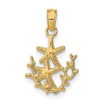 Load image into Gallery viewer, 14K Yellow Gold Textured Mini Double Starfish &amp; Coral Charm Pendant
