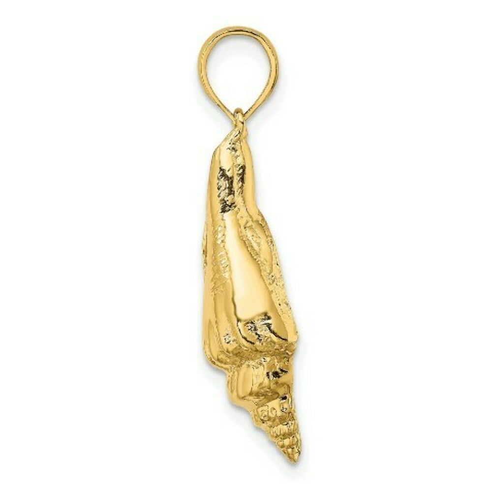14K Yellow Gold 2-D Polished Elongated Shell Charm Pendant
