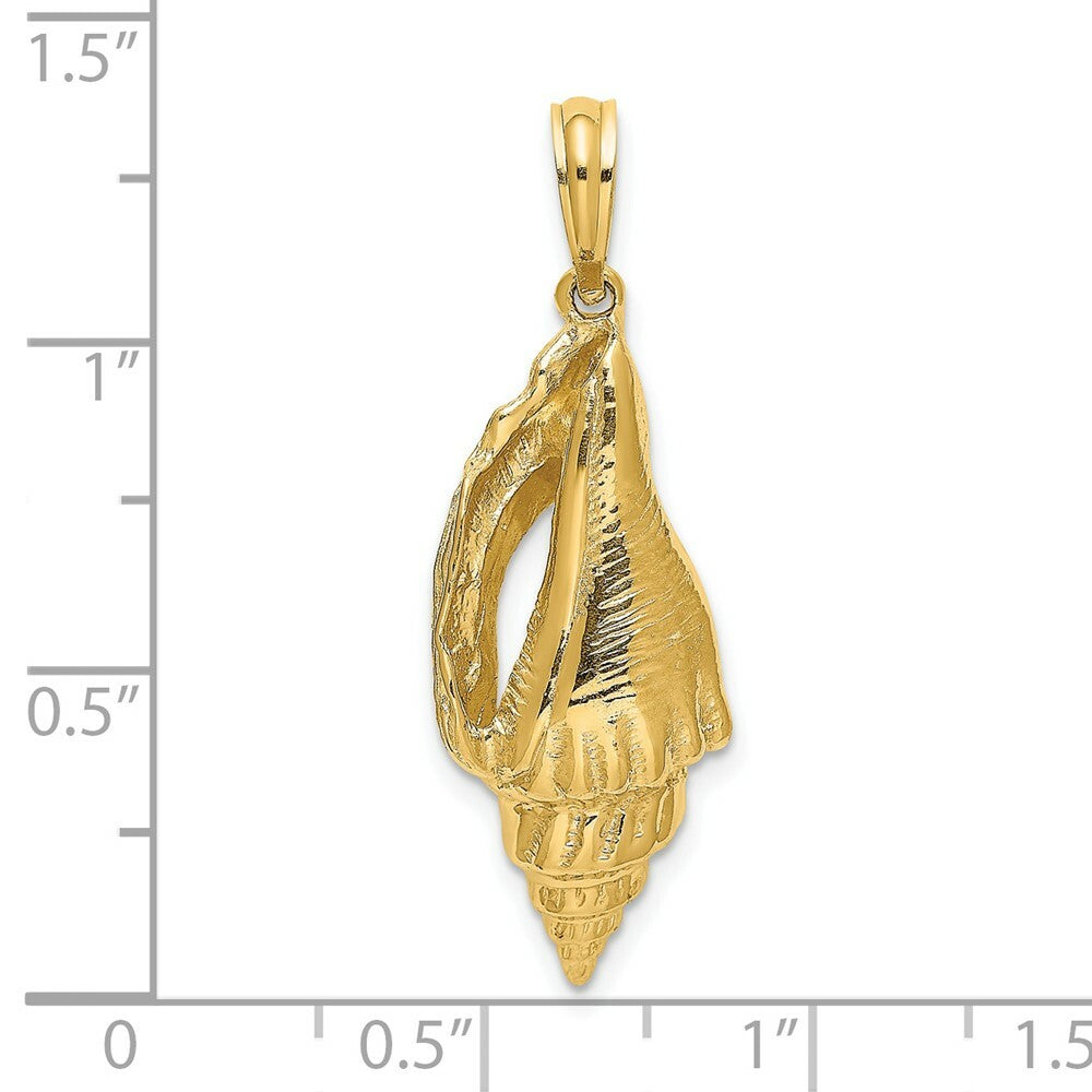 14K Yellow Gold 2-D Polished Elongated Shell Charm Pendant