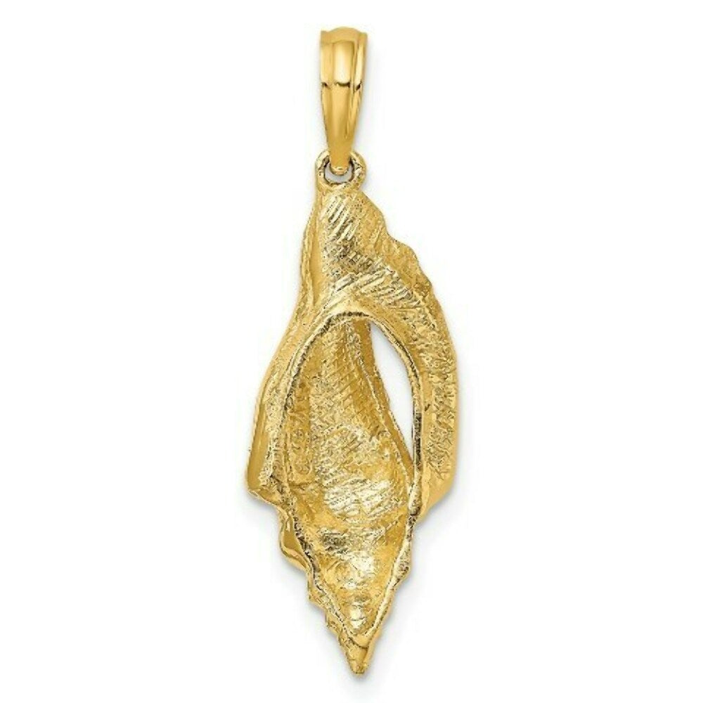 14K Yellow Gold 2-D Polished Elongated Shell Charm Pendant