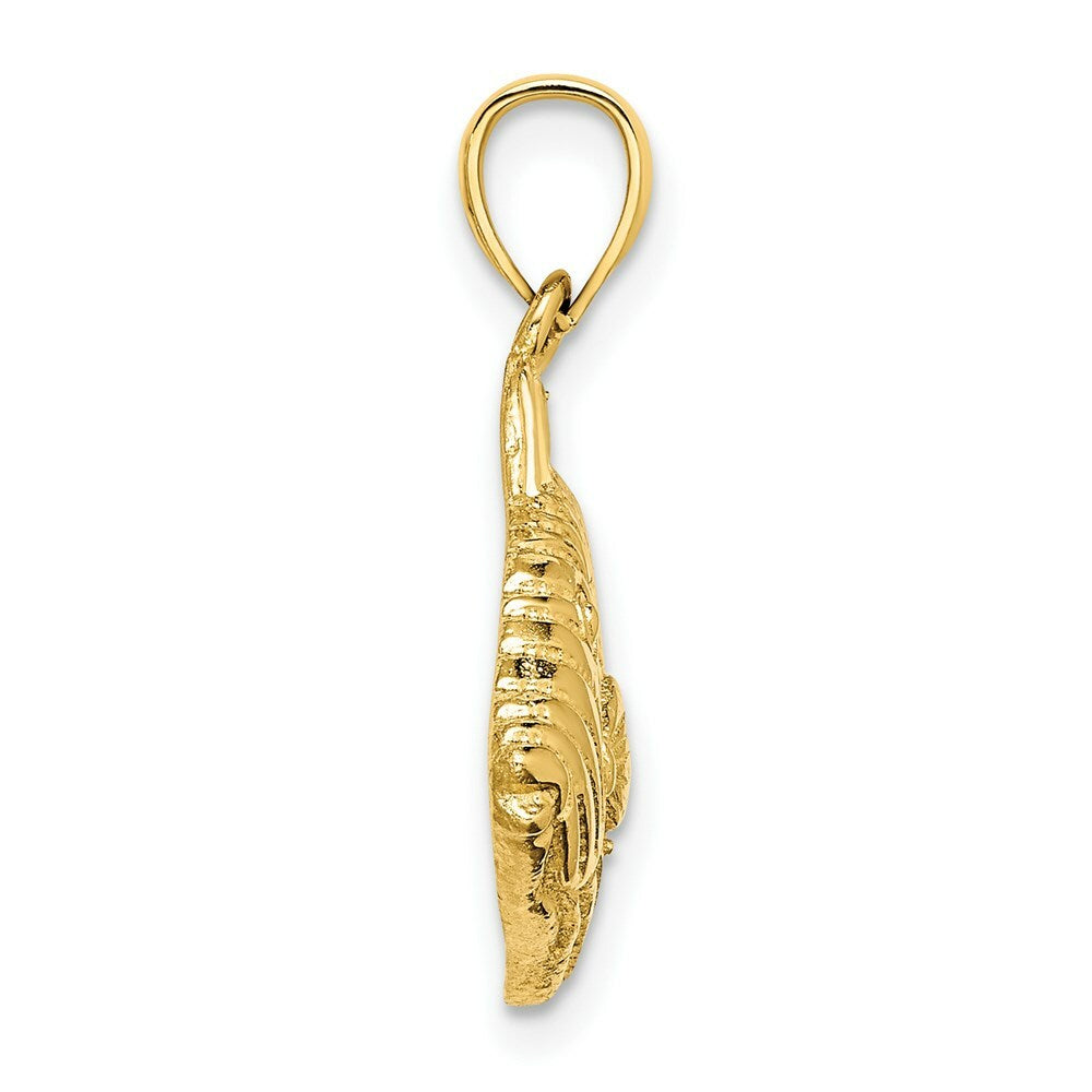 14K Yellow Gold Polished and Engraved Fish With Stipes Charm Pendant