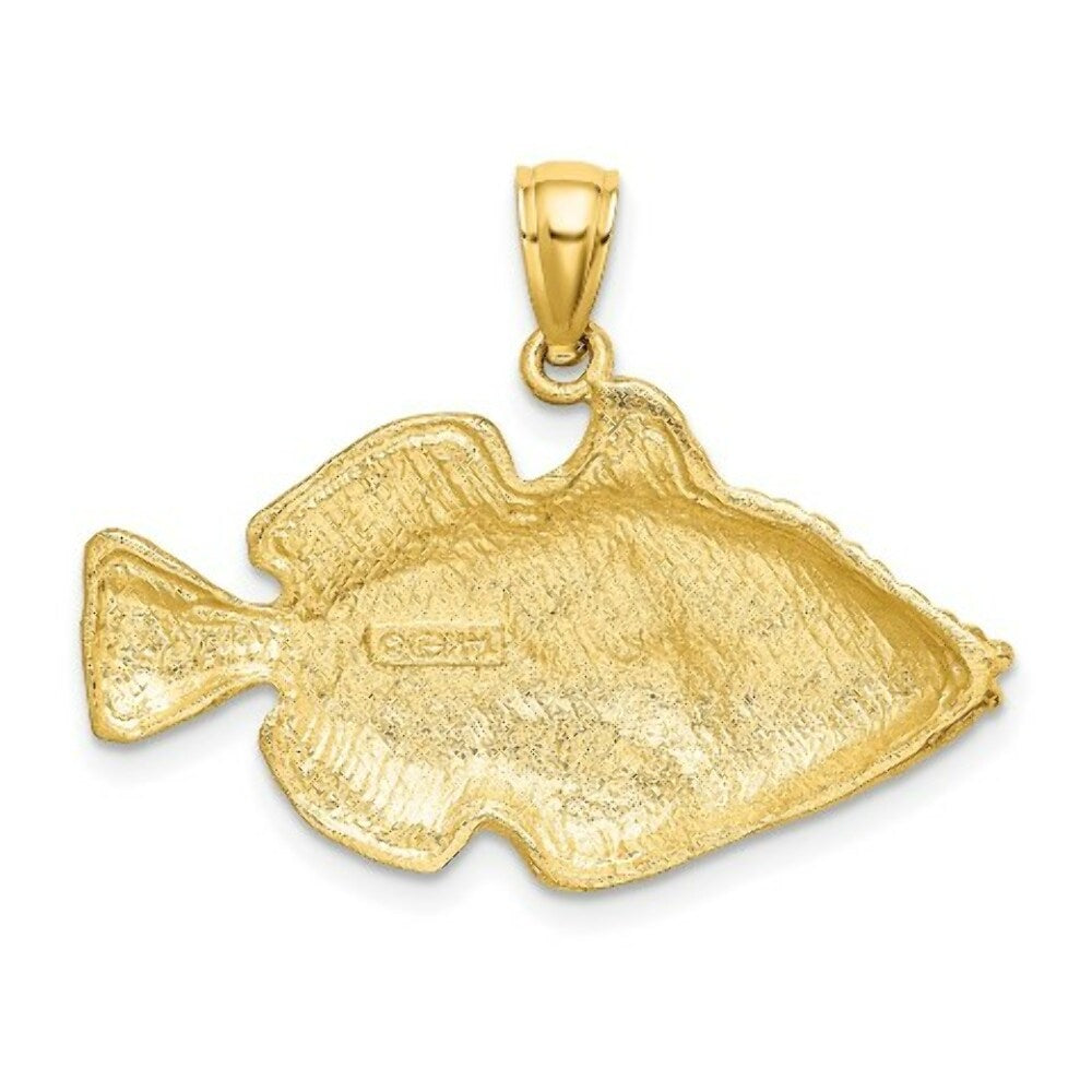 14K Yellow Gold Polished and Engraved Fish With Stipes Charm Pendant