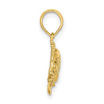 Load image into Gallery viewer, 14K Yellow Gold Polished and Textured Fish Charm Pendant
