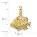 Load image into Gallery viewer, 14K Yellow Gold Polished and Textured Fish Charm Pendant
