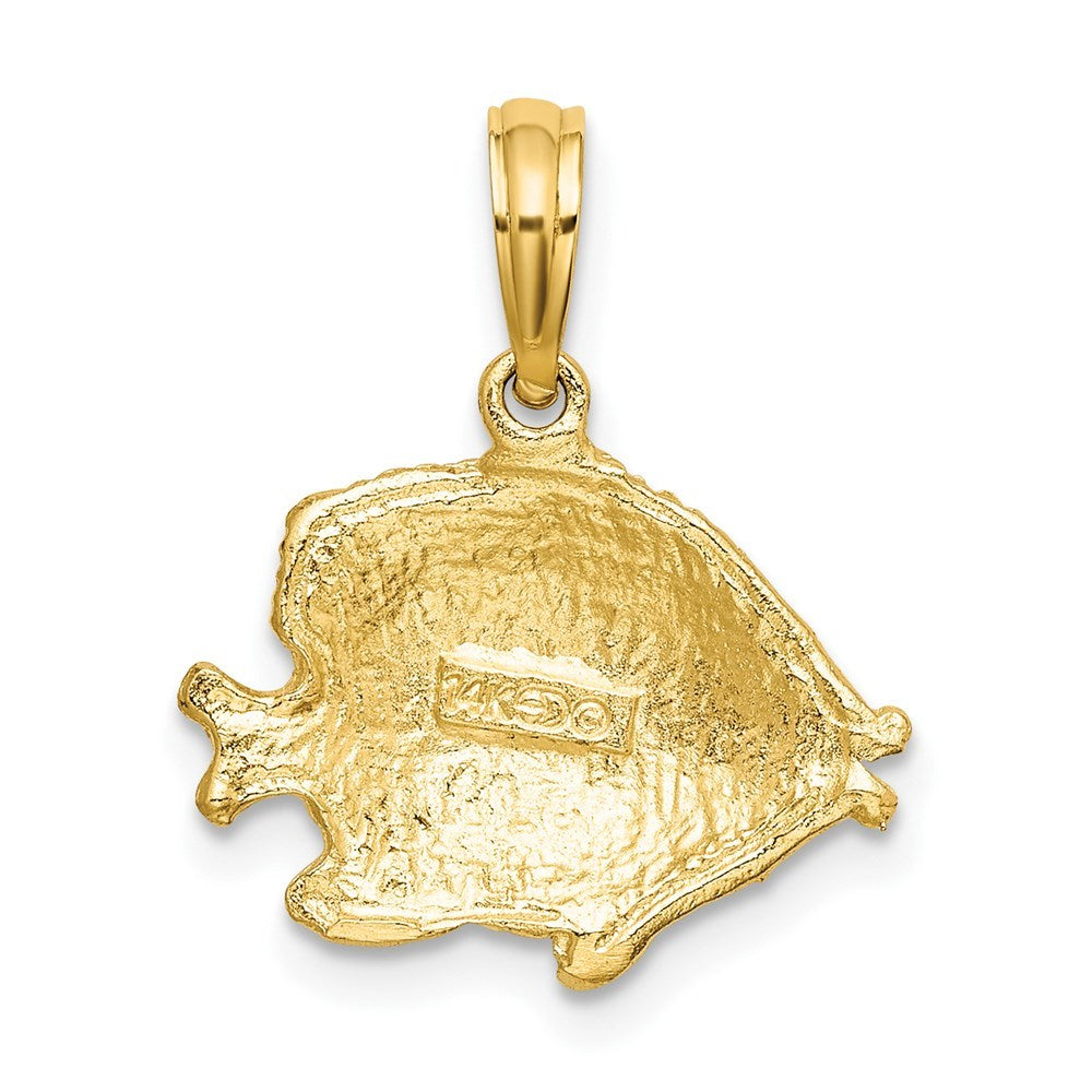 14K Yellow Gold Polished and Textured Fish Charm Pendant