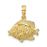 Load image into Gallery viewer, 14K Yellow Gold Polished and Textured Fish Charm Pendant
