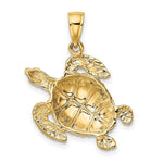 Load image into Gallery viewer, 14K Yellow Gold Textured SEA TURTLE Charm Pendant
