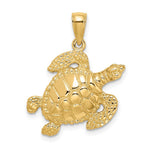 Load image into Gallery viewer, 14K Yellow Gold Textured SEA TURTLE Charm Pendant

