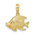 Load image into Gallery viewer, 14K Yellow Gold Polished and Textured Fish Charm Pendant

