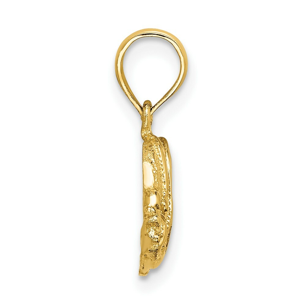 14K Yellow Gold Polished and Engraved Fish Charm Pendant