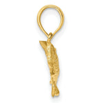 Load image into Gallery viewer, 14K Yellow Gold 2-D Bass Fish With Tail Up Charm Pendant

