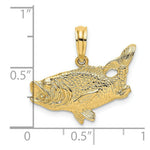 Load image into Gallery viewer, 14K Yellow Gold 2-D Bass Fish With Tail Up Charm Pendant
